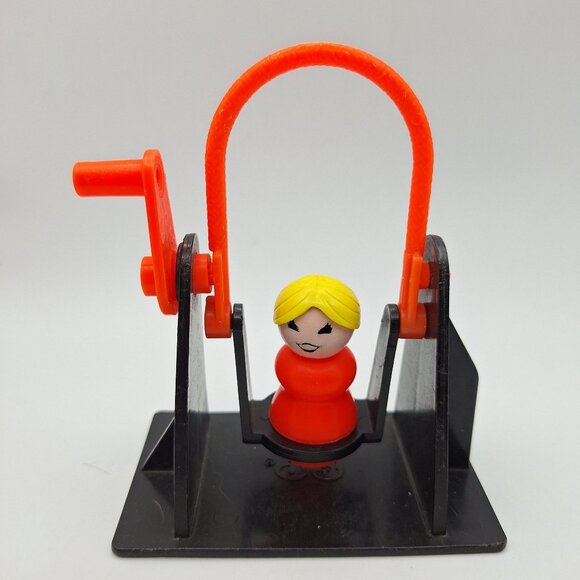Fisher Price Little People Orange Yellow Girl Swing Toy 1970s Retro Collectible - Picture 4 of 8
